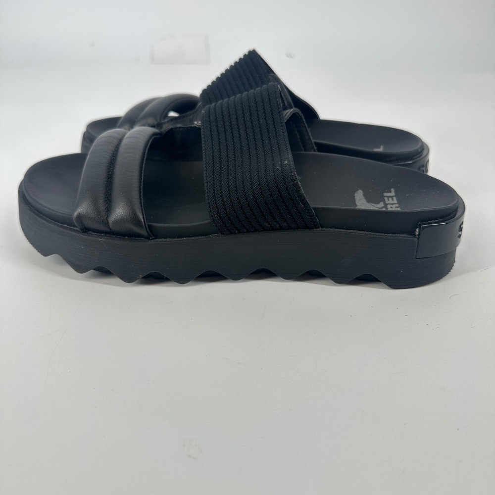 SOREL Viibe Women's Black Platform Slide Sandals Comfort Slip‎ On Shoes Size 8 - Picture 4 of 8